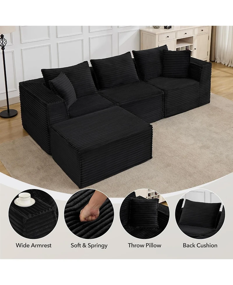 gaomon 108" Cloud Sectional Sofa, Modular Boneless Couch with Memory Foam, No Assembly