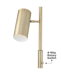 Possini Euro Design Canasta Trac Modern Tree Floor Lamp with Riser 72 1/2" Tall Satin Brass 3-Light Adjustable Metal Shade for Living Room Readin