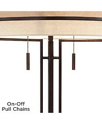 Possini Euro Design Andes Industrial Table Lamp 27 1/2" Tall Oil Rubbed Bronze Usb Charging Port Double Shade for Bedroom Living Room Nightstand