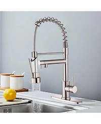 Busdays Touch Kitchen Faucet with Pull Down Sprayer, 2-Mode Spring Neck, Brushed Nickel