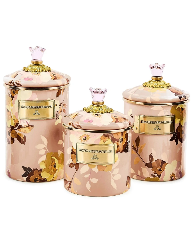 MacKenzie-Childs Wild Rose Mauve 64 oz. Large Canister