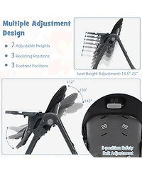 Gymax Toddler High Chair w/ 7 Height and 3 Footrest Adjustable Cup holder 2 Wheels