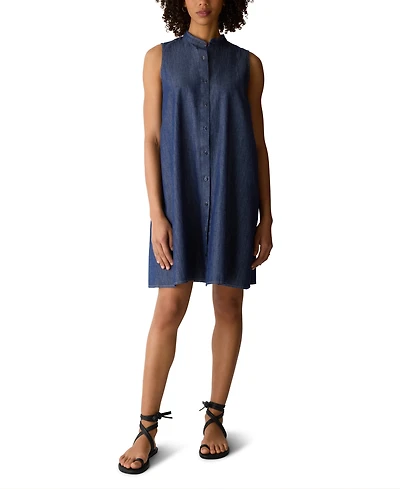 Eileen Fisher Women's Sleeveless Mandarin Band Collar Dress