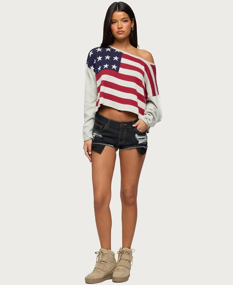 Edikted Women's Usa Off Shoulder Sweater