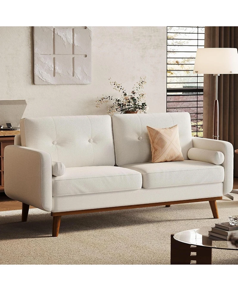 gaomon 65" Loveseat Sofa, 3-Seater Deep Seat Couch with Linen Upholstery for Small Spaces