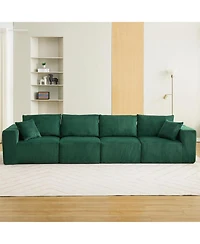 gaomon 137" Cloud Sectional Sofa, Modular Linear Couch, Corduroy Fabric, No Assembly, Convertible Sleeper