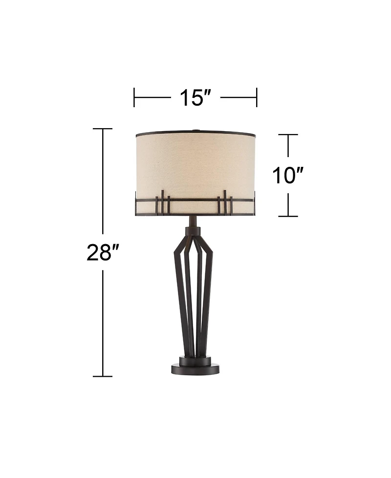 Franklin Iron Works Picket 28" Tall Industrial Table Lamps Set of 2 Usb Port