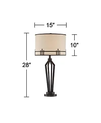 Franklin Iron Works Picket 28" Tall Industrial Table Lamps Set of 2 Usb Port