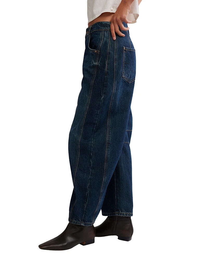 Free People Women's Relaxed-Fit Mid-Rise Barrel Jeans