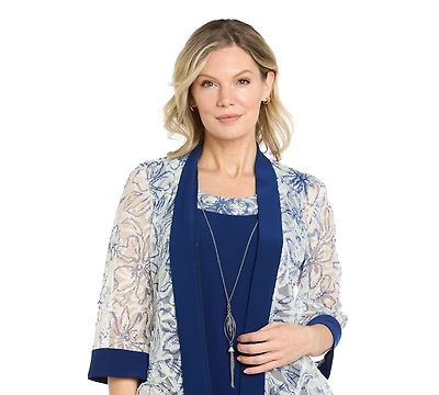 R & M Richards Petite Scoop Neck Jacket Dress