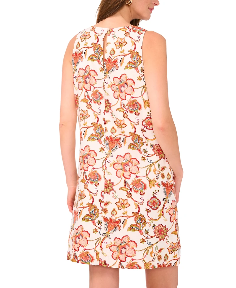 Msk Petite Floral Printed Round Neck Dress