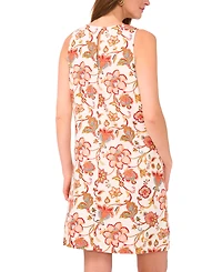 Msk Petite Floral Printed Round Neck Dress