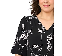 Msk Plus Printed V-Neck Midi Dress