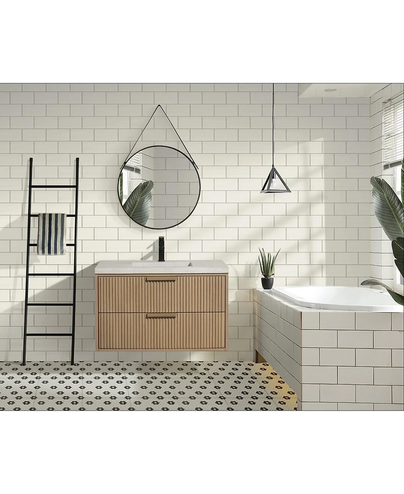Ari Bath Diego 36" Floating Bathroom Vanity Oak