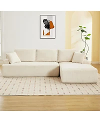 gaomon 106" Modular Sectional Sofa, Corduroy Cloud Couch with L-Shaped