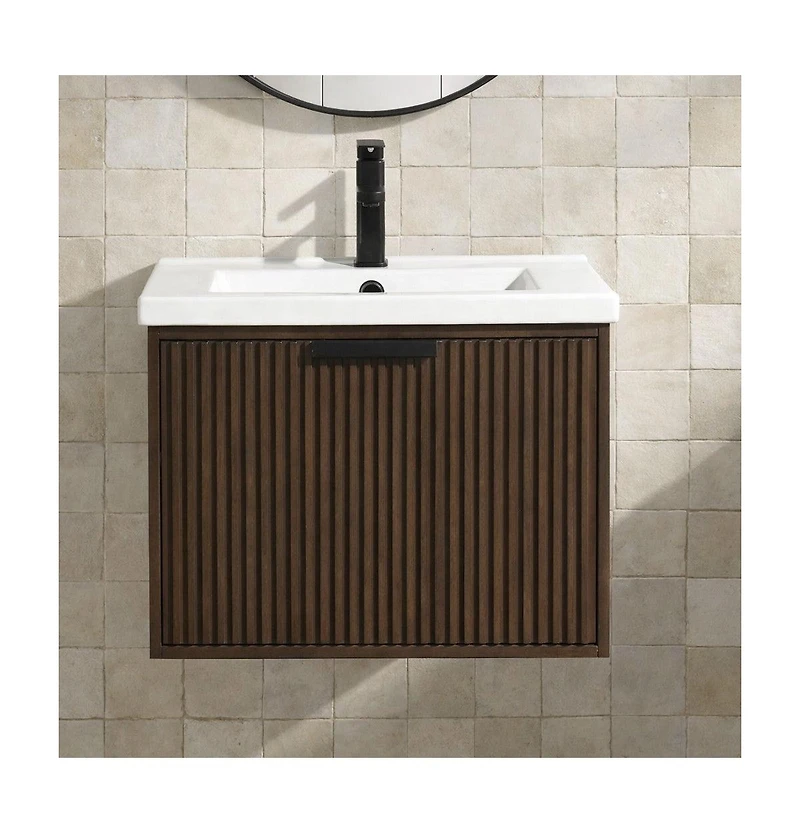 Ari Bath Diego 24" Floating Bathroom Vanity Walnut