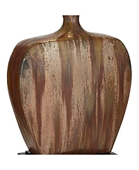 Possini Euro Design Julius Modern Table Lamps 27" Tall Set of 2 Ceramic Copper Drip Rectangular Fabric Shade for Bedroom Living Room Bedside Offi