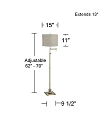 360 Lighting Chic Style Swing Arm Adjustable Floor Lamp 70" Tall Antique Brass Drum Shade for Living Room Reading House Bedroom