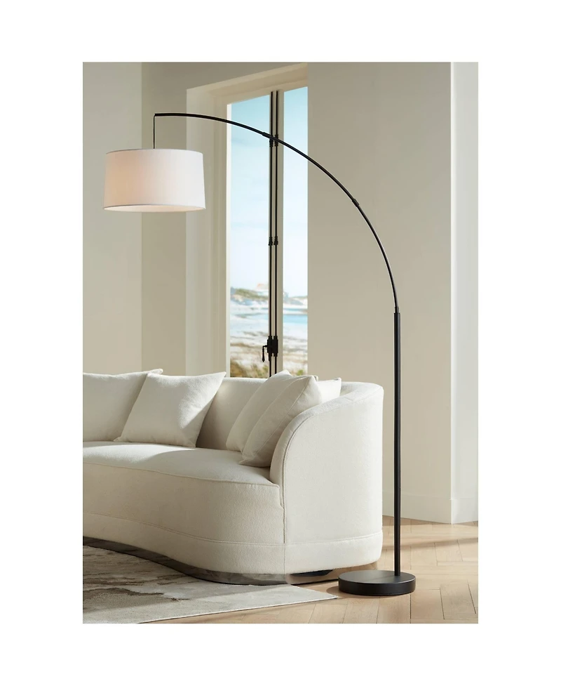 360 Lighting Cora Modern Industrial 72" Tall Arc Floor Lamp with Smart Socket Metal Drum Shade for Living Room Reading