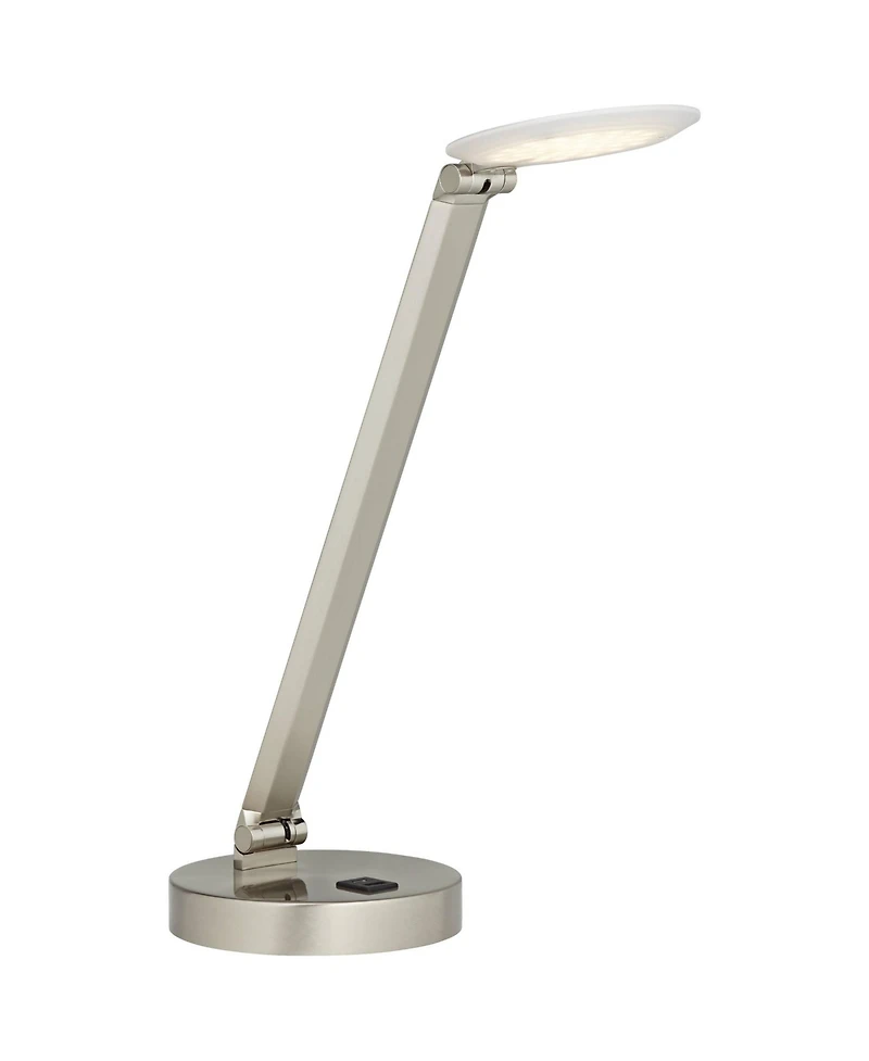 Possini Euro Design Kobie 21 3/4" High Modern Desk Lamp Adjustable Height Led Usb Port Nickel Finish Metal Home Office