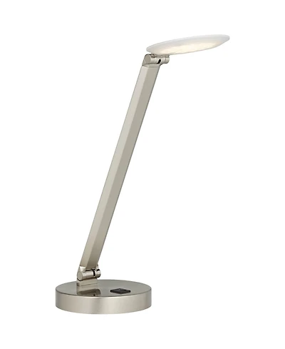 Possini Euro Design Kobie 21 3/4" High Modern Desk Lamp Adjustable Height Led Usb Port Nickel Finish Metal Home Office