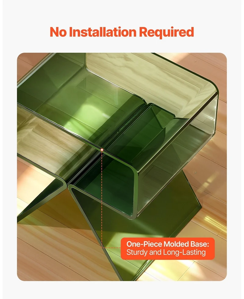 Gouun Acrylic Nightstand Side Table with Storage Shelf for Bedroom