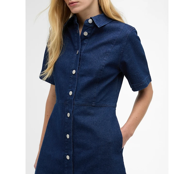 Barbour Women's Maia Pointed-Collar Mini Denim Dress