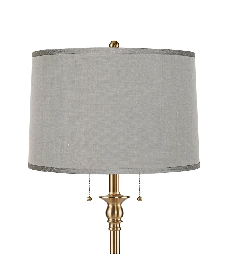 360 Lighting Dyna Traditional 58" Tall Standing Floor Lamp Skinny Pole Pull Chain Antique Brass Finish Faux
