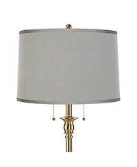 360 Lighting Dyna Traditional 58" Tall Standing Floor Lamp Skinny Pole Pull Chain Antique Brass Finish Faux