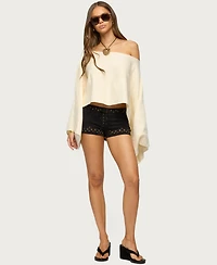 Edikted Women's Sharla Off Shoulder Poncho Sweater