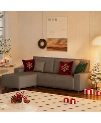 gaomon Corduroy Sectional Sofa, L-Shaped Couch with Deep Chaise for Living Room and Apartment