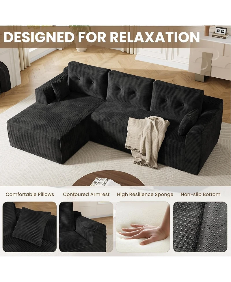 gaomon 105" Modular Sectional Sofa, Cloud Couch with Chaise, Deep Seat Sofa Bed, No Assembly