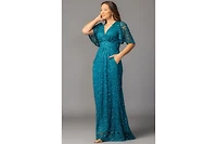 Kiyonna Women's Luminous Sequin Lace Evening Gown with Pockets
