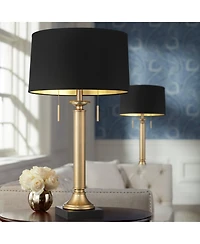 Possini Euro Design Wynne 30" Tall Large Traditional End Table Lamps Set of 2 Dual Usb Ports Gold Metal Shade Charging