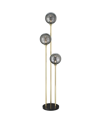 Possini Euro Design Arielle Mid Century Modern 67" Tall Standing Floor Lamp Tree Metal Brass Finish Bubble Glass Shade