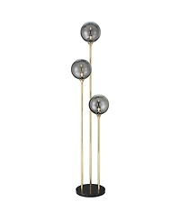 Possini Euro Design Arielle Mid Century Modern 67" Tall Standing Floor Lamp Tree Metal Brass Finish Bubble Glass Shade