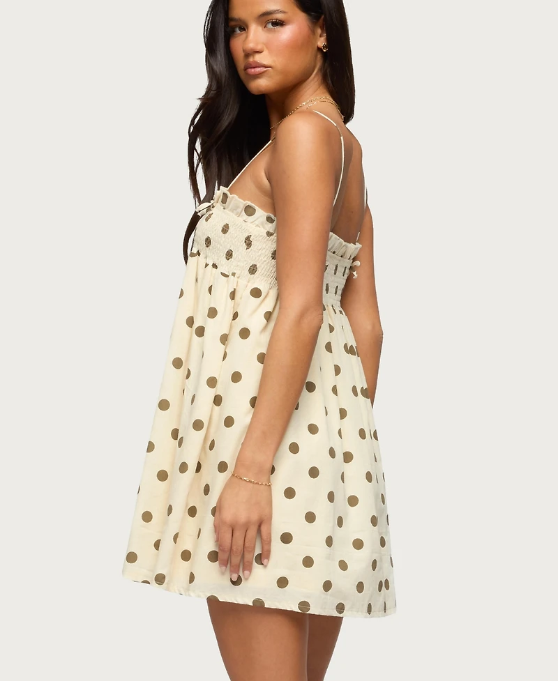Edikted Women's Polka Dot Linen Look Mini Dress