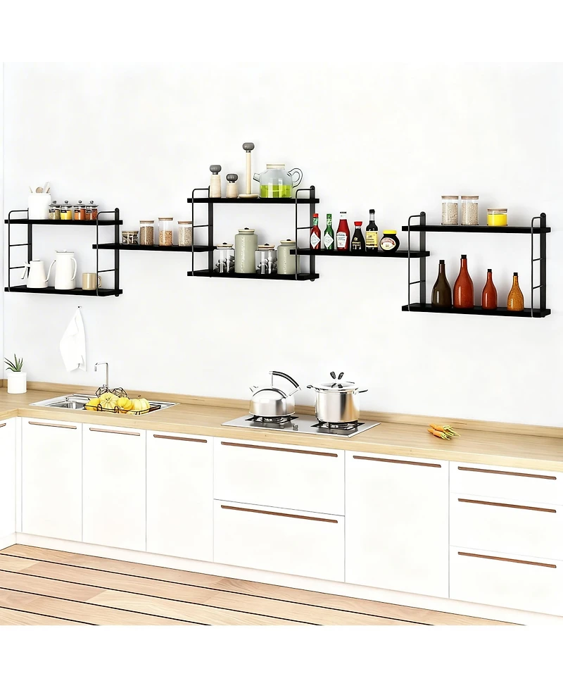 Yigii Wall Shelves Floating Wood Mounted Bookshelves Storage 40lb Capacity