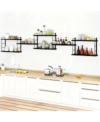 Yigii Wall Shelves Floating Wood Mounted Bookshelves Storage 40lb Capacity