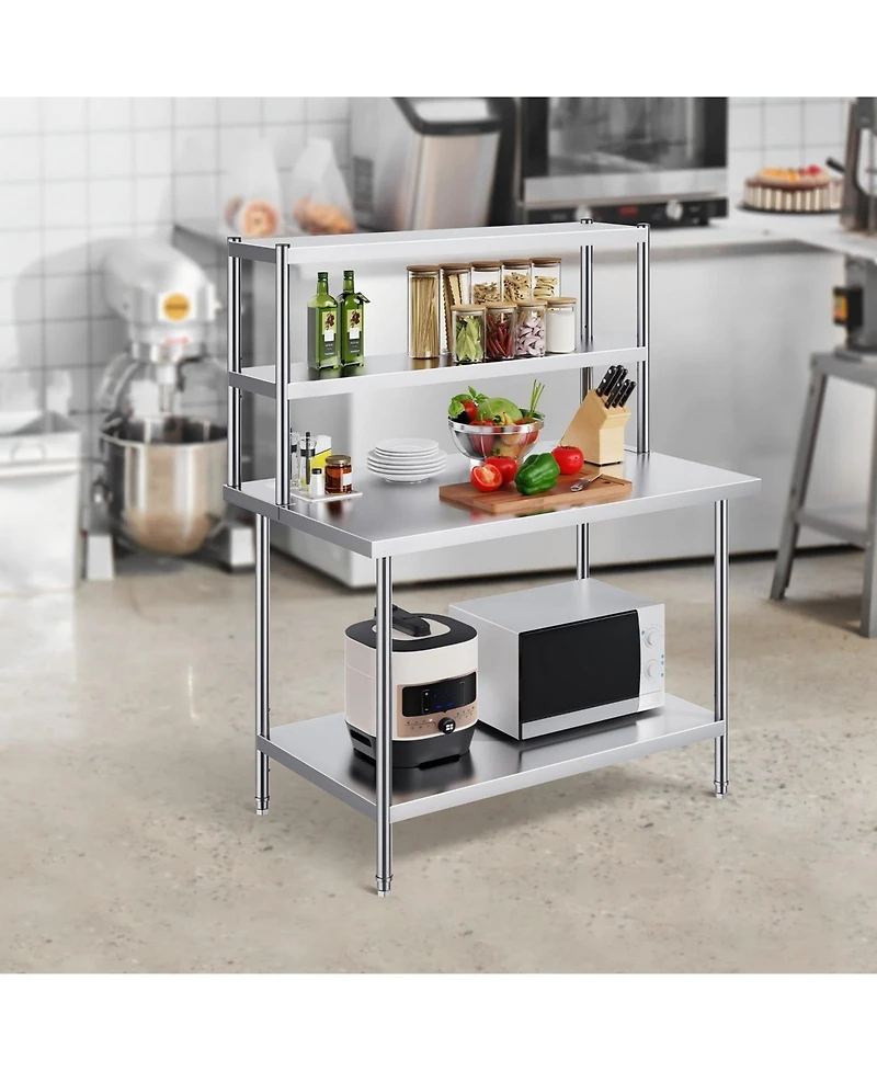 Gouun 12 x 48 in Double Overshelf Adjustable Stainless Steel Storage Shelf