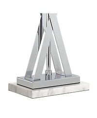 Possini Euro Design Proxima Modern Table Lamp with Marble Riser 28" Tall Chrome Silver Metal Double Shades for Bedroom Living Room House Home