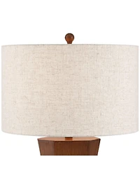 Possini Euro Design Tri 30" Tall Large Modern End 3-Way Table Lamp Faux Wood Finish Single Shade Living Room Bedroom