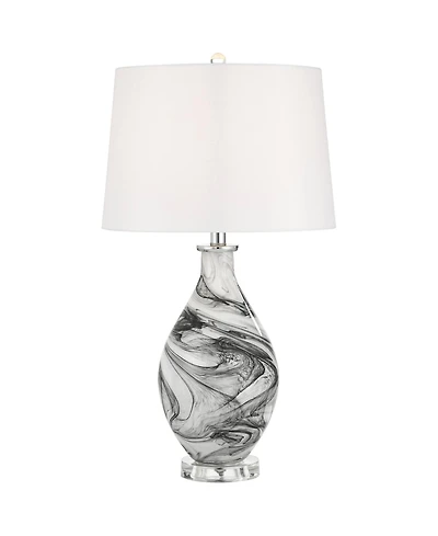 Possini Euro Design Marisa 27 1/2" Tall Modern 3-Way Table Lamp Swirl Finish Art Glass Single Shade Living Room Bedroom