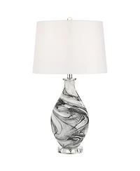Possini Euro Design Marisa 27 1/2" Tall Modern 3-Way Table Lamp Swirl Finish Art Glass Single Shade Living Room Bedroom