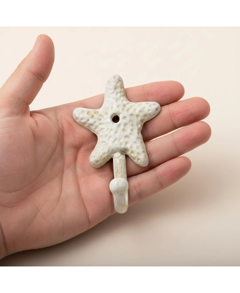 Yigii 3pcs Cast Iron Starfish Wall Hooks Nautical Decorative Hangers for Coats Towels Keys