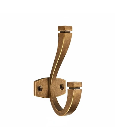 Yigii 5 Pack Double Coat Hat Hooks Antique Brass Wall Mounted Towel Hanger for Backpack Purse Organization