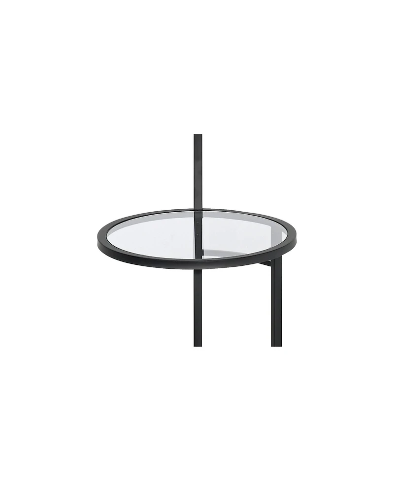 360 Lighting Space Saver Modern Floor Lamps with Tray Table 62" Tall Set of 2 Metal Fabric Drum Shade for Living Room Bedroom Office House