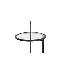 360 Lighting Space Saver Modern Floor Lamps with Tray Table 62" Tall Set of 2 Metal Fabric Drum Shade for Living Room Bedroom Office House