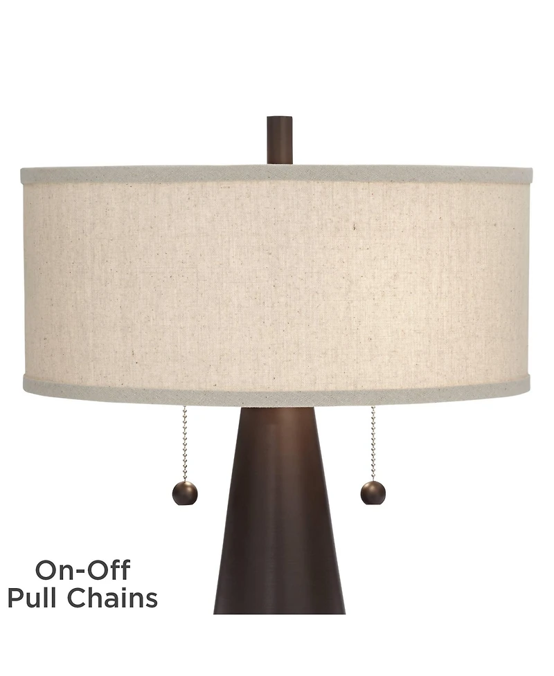 Franklin Iron Works Craig Rustic Farmhouse Table Lamps Set of 2 with Round Risers 24 1/2"