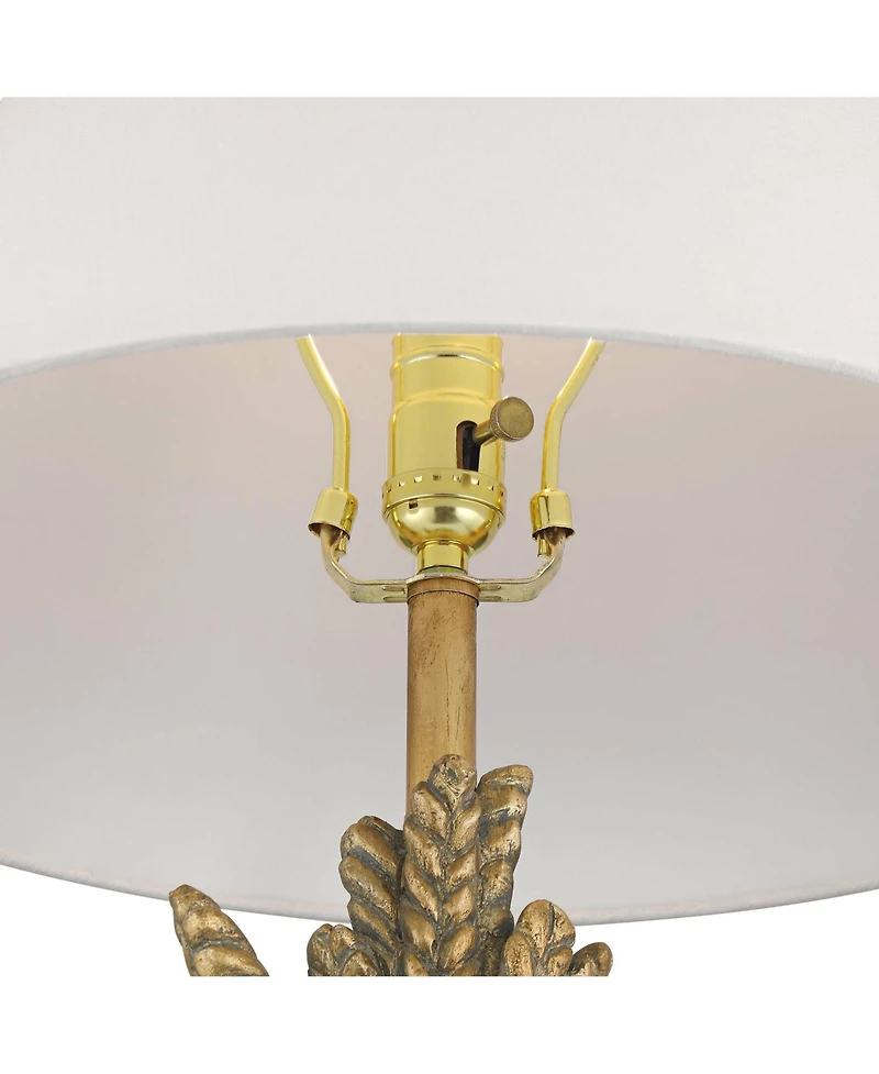 Possini Euro Design Cleo 33" Tall Large Traditional End 3-Way Table Lamp Faux Leaf Finish Single Shade Living Room Bedroom